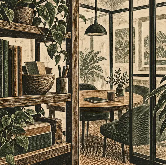 Illustration of consulting businesses equipment and workspace